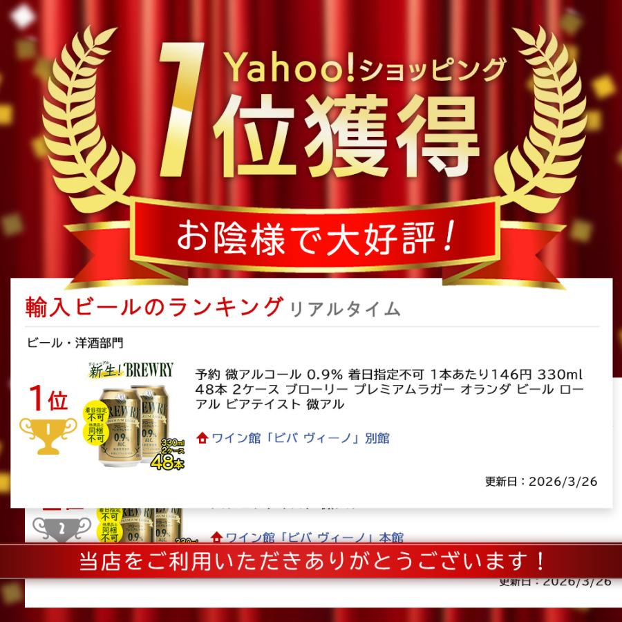 微アルコール 0.9％ 1本あたり146円 330ml 48本 2ケース ブローリー 