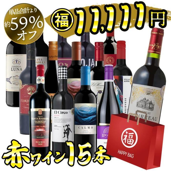 ワイン ワインセット ワイン福袋 大奉仕 オール赤ワイン15本 飲み比べ
