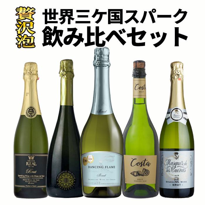 ワインセット お得すぎる 世界三カ国 スパークリングワイン 飲み比べ 5
