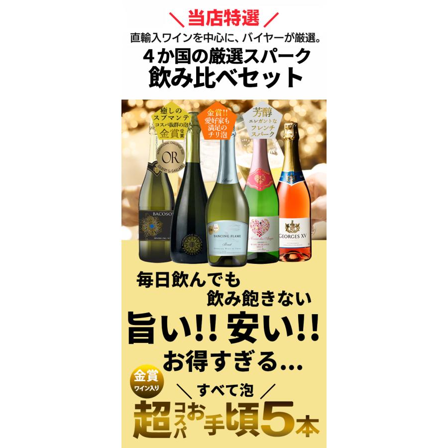 希少ワイン！ 日本ワインセット 5本 送料無料 【22】こだわりの辛口厳選ワンランク上の美味しい泡5本セット