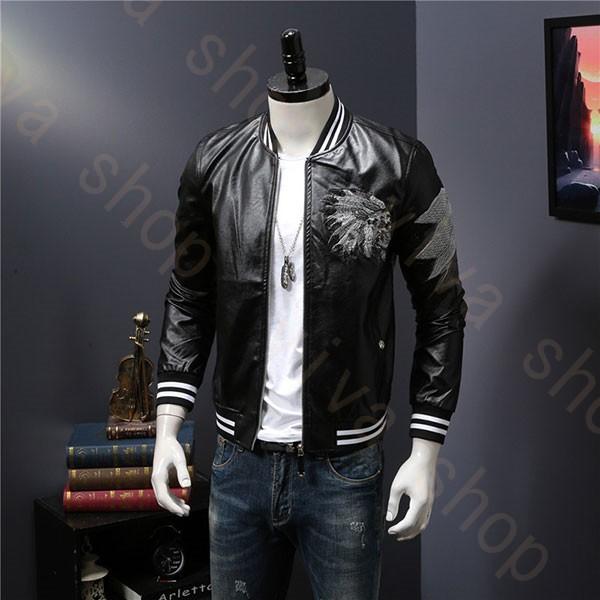 冬バーゲン 特別送料無料 バイクジャケット レザージャケット カジュアル 秋冬 スリム ファッション 刺繍 耐磨 防風 防寒 アウター 立ち襟 秋冬服 Pu メンズ 革ジャン レザージャケット バイクジャケット バイクウェア Pu革 ジャケット