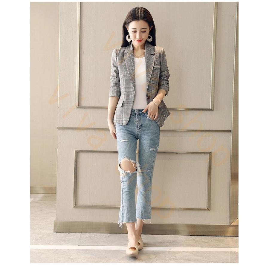 カジュアルジャケット ビジネスジャケット レディース Jacket 長袖 春 秋 冬 チェック 3シーズン 通勤 通学 ファッション 細身 スリム Bjk455 Viva 通販 Yahoo ショッピング