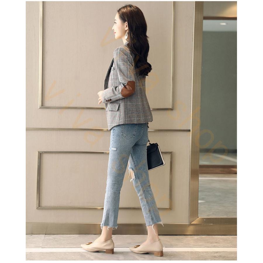カジュアルジャケット ビジネスジャケット レディース Jacket 長袖 春 秋 冬 チェック 3シーズン 通勤 通学 ファッション 細身 スリム Bjk455 Viva 通販 Yahoo ショッピング