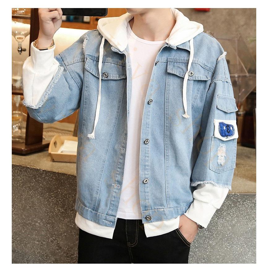 デニムジャケット メンズ Gジャン パーカー デニムシャツ 長袖 ジージャン カジュアル ショート丈 ダメージ加工 秋 重ね着風 ヴィンテージ Bnz14 Viva 通販 Yahoo ショッピング