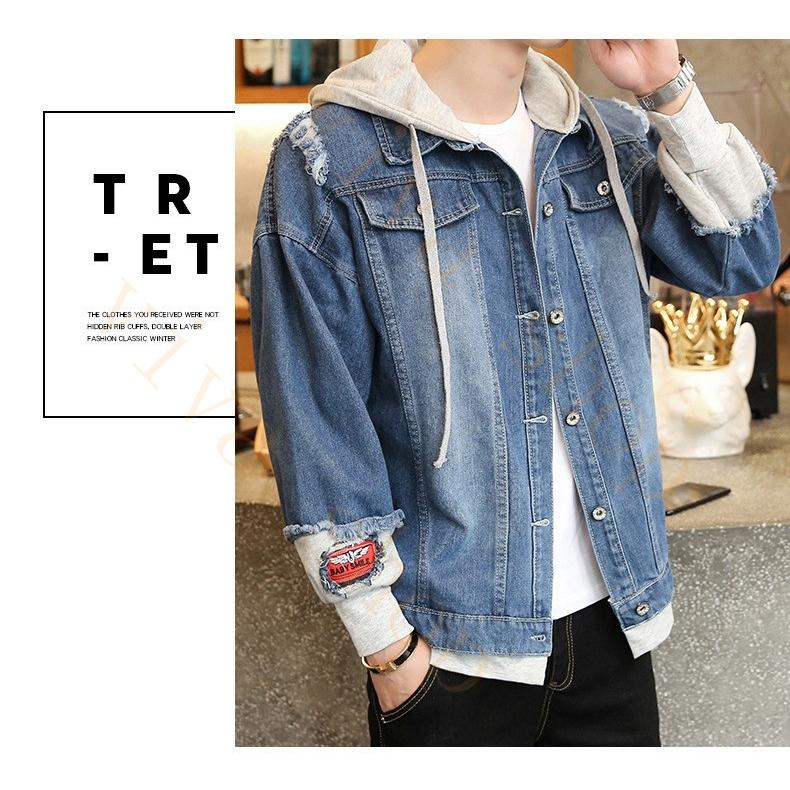 デニムジャケット メンズ Gジャン パーカー デニムシャツ 長袖 ジージャン カジュアル ショート丈 ダメージ加工 秋 重ね着風 ヴィンテージ Bnz14 Viva 通販 Yahoo ショッピング
