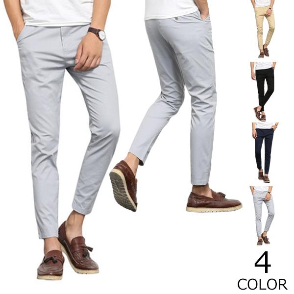 スラックス メンズ チノパン スキニーパンツ ストレッチ テーパードパンツ 九分丈 通勤 春 夏 秋 ビジネス 男性用 紳士 細身 スリム美脚 低価格化