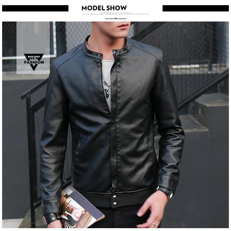レザージャケット メンズ 立ち襟 バイクジャケット 春 夏 秋 革
