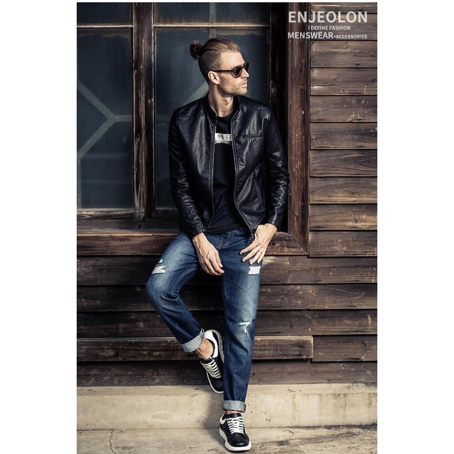 カジュアル ブルゾン レザージャケット メンズ バイクジャケット PU ライダースジャケット フェイクレザージャケット 3シーズン 革ジャケット ライダース