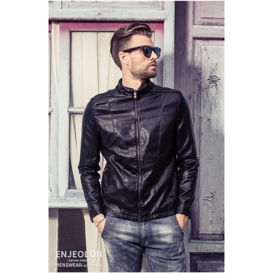 超人気新品 カジュアル 薄い アウター ライダースジャケット立ち襟 防寒 防風 春秋冬 ブルゾン ライダース 革ジャケット 3シーズン フェイクレザージャケット ライダースジャケット Pu バイクジャケット メンズ レザージャケット ジャケット