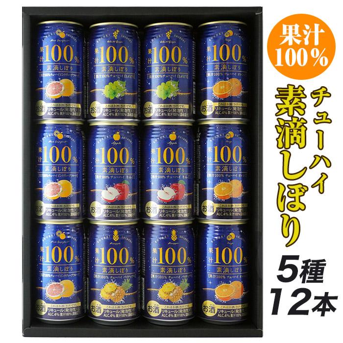 チューハイ 素滴しぼり 果汁100％ 5種12本セット レモンサワー 贈答用