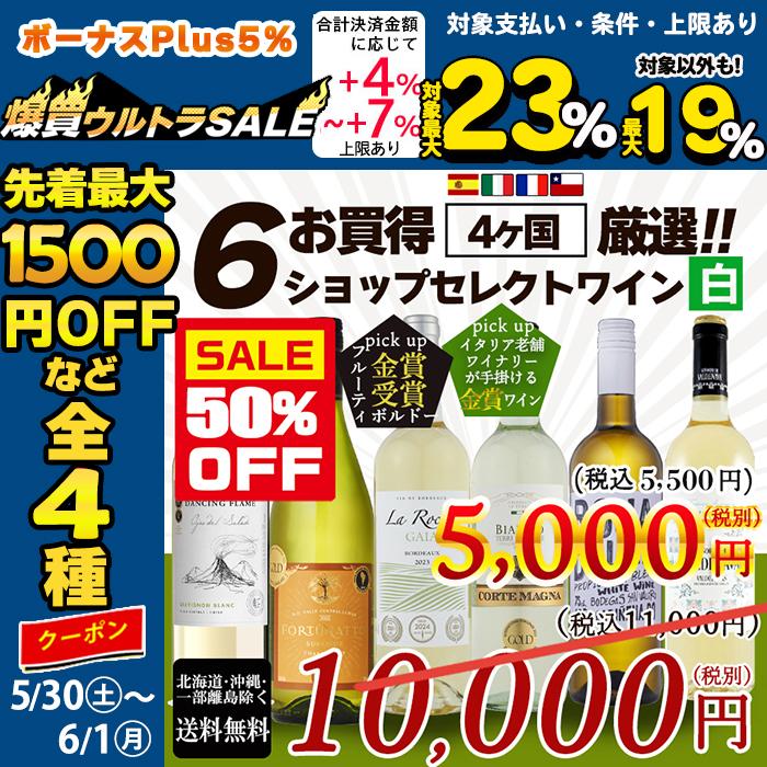 50％OFF ワイン ワインセット お買い得 ショップセレクト 白ワイン 6本