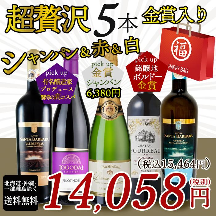 ワイン ワインセット 赤ワイン 白ワイン 泡 シャンパン入り 赤白泡 5本