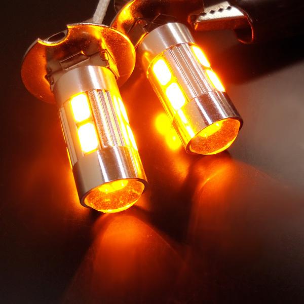 オレンジ フォグライト 金属製 送料無料 H3 LED フォグランプ アンバー 2個 無極性 279
