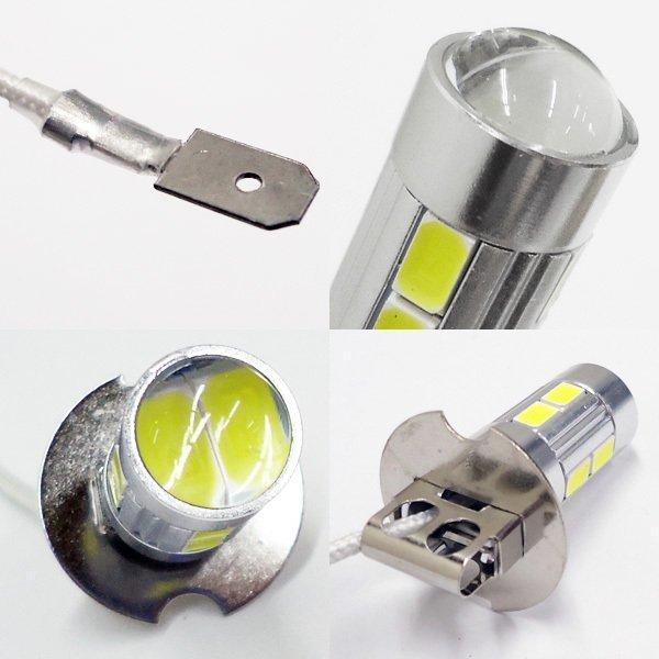 送料無料 LED フォグランプ ショートタイプ ホワイト 白 2個 12V/24V兼用 H3 LED 無極性 プロジェクターレンズ (283) メール便｜vivaenterplise｜06