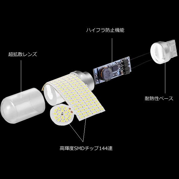 送料無料 12V 24V T20 シングル LED SMD144連 バックランプ 白 2個（285）｜vivaenterplise｜07