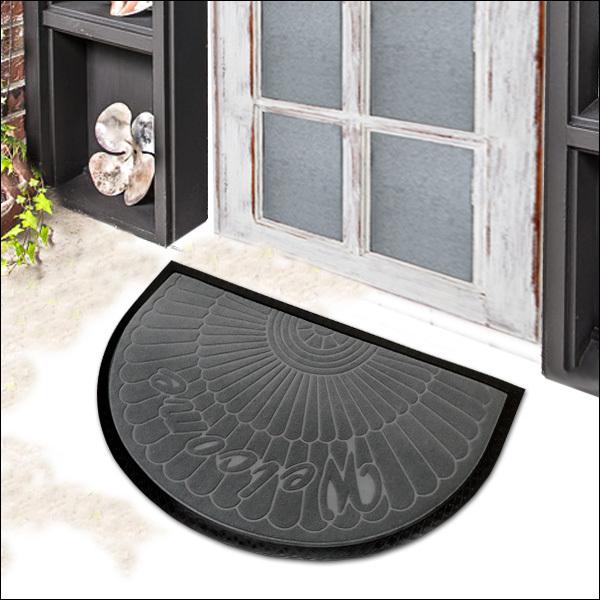 【人気商品】50x80cm半円形です玄関マット 屋内 半円 玄関マット (F) 80×50cm グレー 店舗 自宅に ドアマット