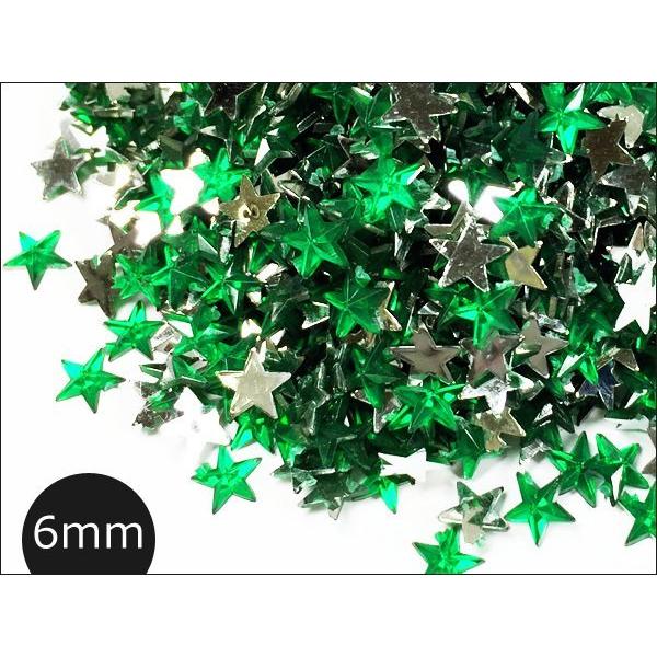 送料無料 星型 アクリルストーン 6mm 緑 (211) グリーン 20g スター
