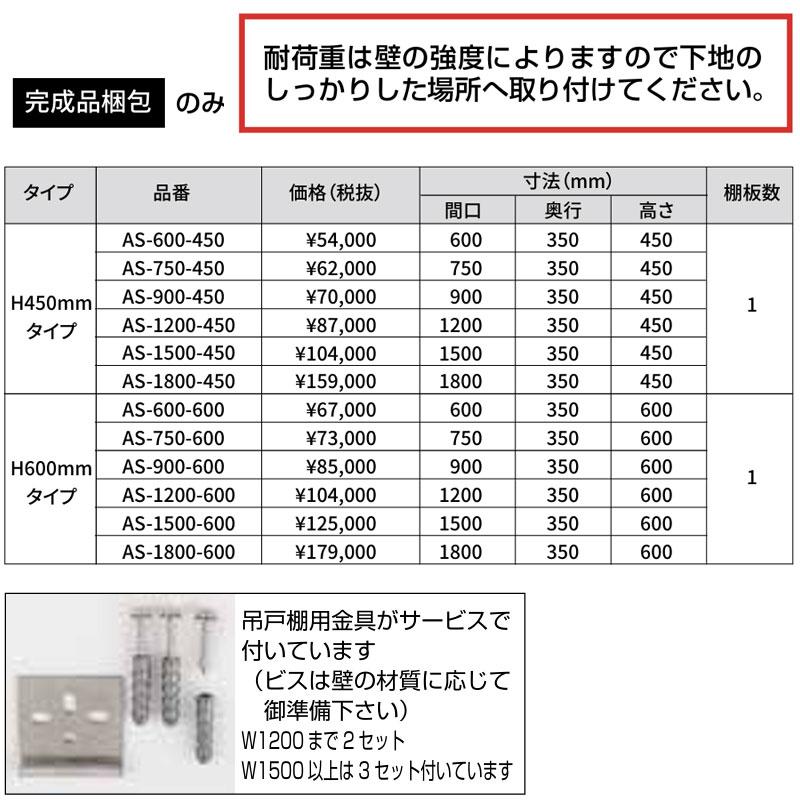 AS-1500-450 奥行450mm ステンレス吊戸棚 東製作所 送料無料