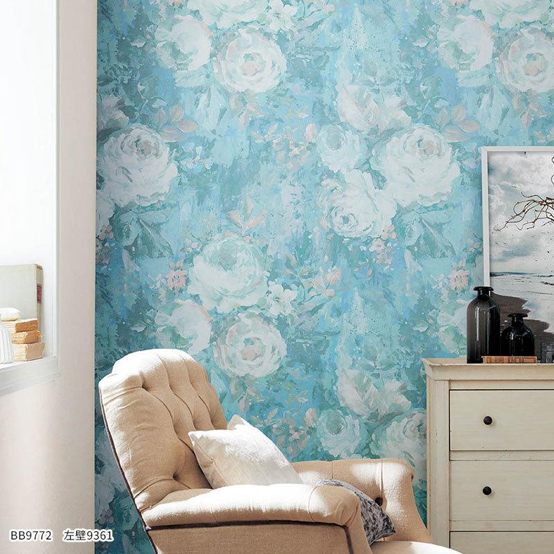 壁紙 バラ 薔薇 ブルー 青 水色 ブラウン 茶 フラワー 花柄 のり付き のりなし シンコール ベスト クロス 9772 9773 1748 ビバ建材通販 職人工房 通販 Yahoo ショッピング