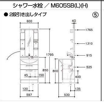 洗面台 収納 洗面化粧台 人気 アルバ 一般地仕様 間口600mm 引出しタイプ シャワー水栓 一面鏡 白熱球 防曇・防汚コーティング LKAL601AUNJ M605SBN 送料無料_8