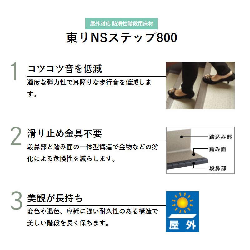 防滑性階段用床材 東リNSステップ800 Bタイプ 踏み面型 1200mm幅 ストライプ柄｜vivakenzai2｜05