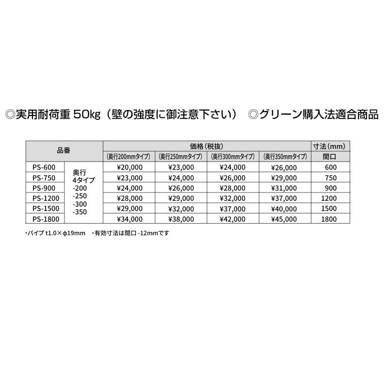 PS-1500 奥行350mm パイプ棚 東製作所 送料無料