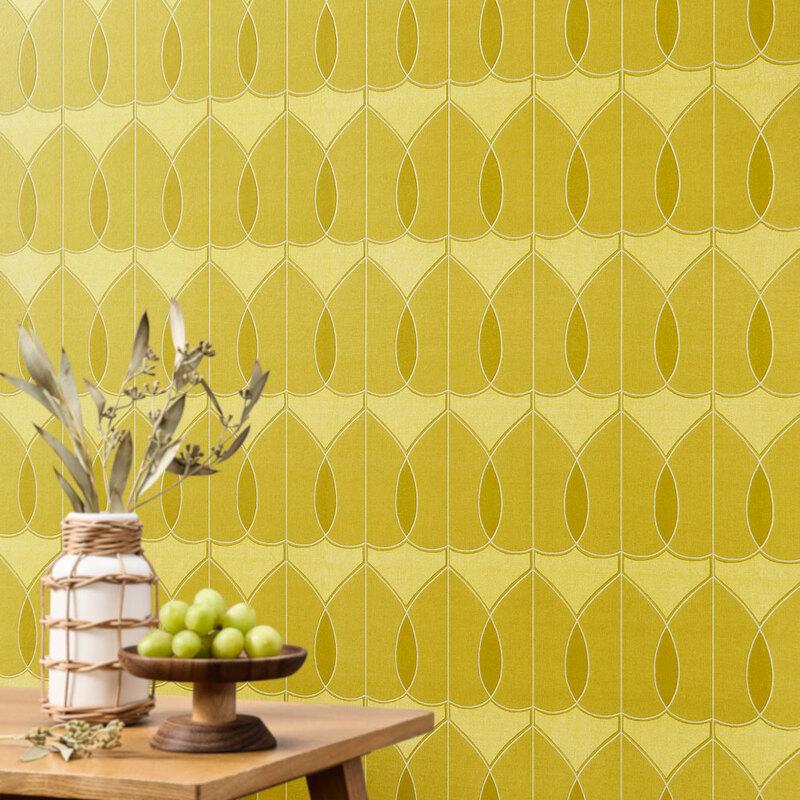 ビッグエース BB2668 壁紙 リーフ柄 植物柄 イエロー系 カジュアル