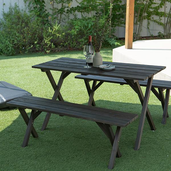 木製ガーデンテーブルセット ダークブラウンTAN-952（DBR） 送料