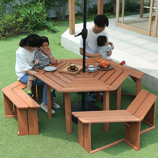 六角テーブルセット TAN-953 送料無料 リビングアウト 谷村実業 : ビバ