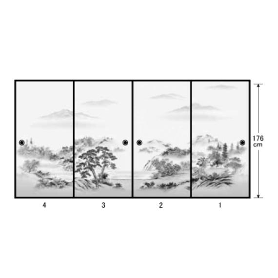 高級織物襖紙 あかつき第21集 NO.652 ふすま紙 生地寸法 巾100cm（3尺3寸）×丈203cm（6尺7寸）4枚1組セット_2
