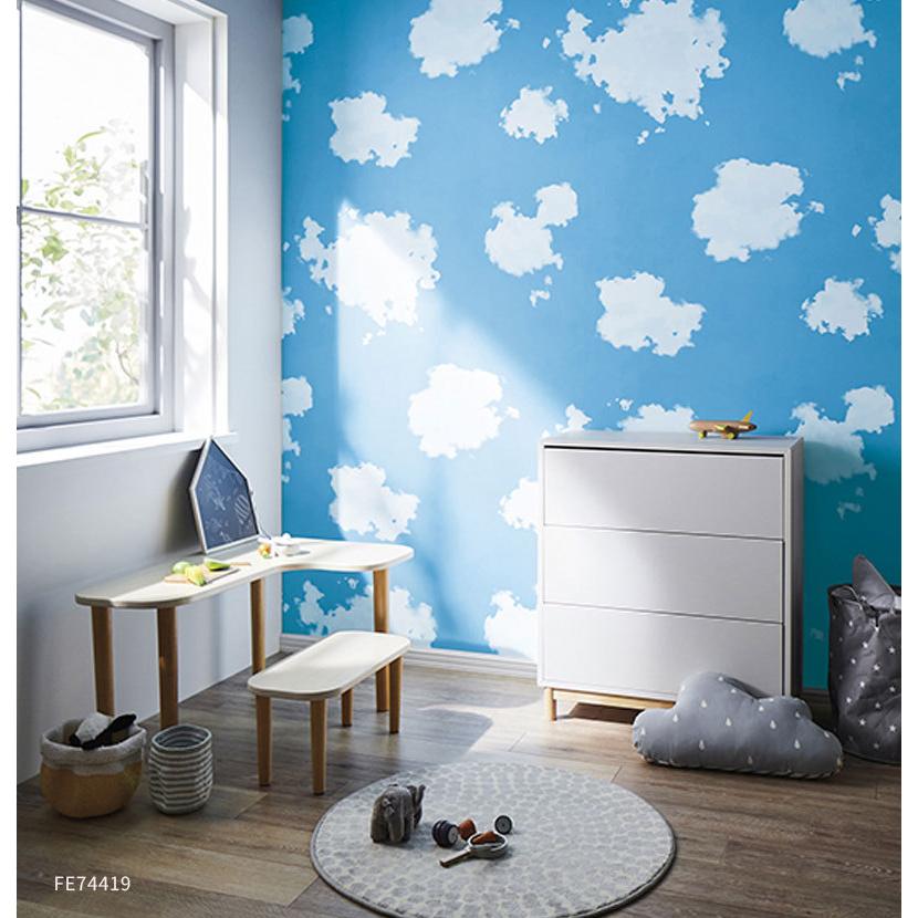 壁紙 雲柄 空柄 子供部屋 天井 のり付き のりなし サンゲツ ファイン クロス Fe Fe6406 ビバ建材通販 Diy店 通販 Yahoo ショッピング