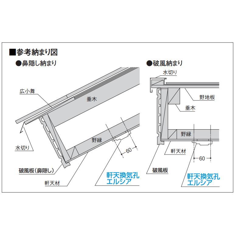 フクビ 軒天換気孔 エルシア網なし 75×910mm NES 20個入り : ビバ
