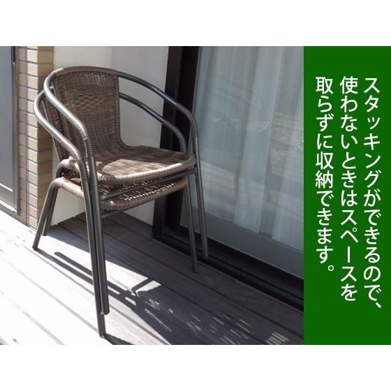 ラタン調ガーデンチェアー ガラステーブルセット 3点セット｜vivakenzai｜05