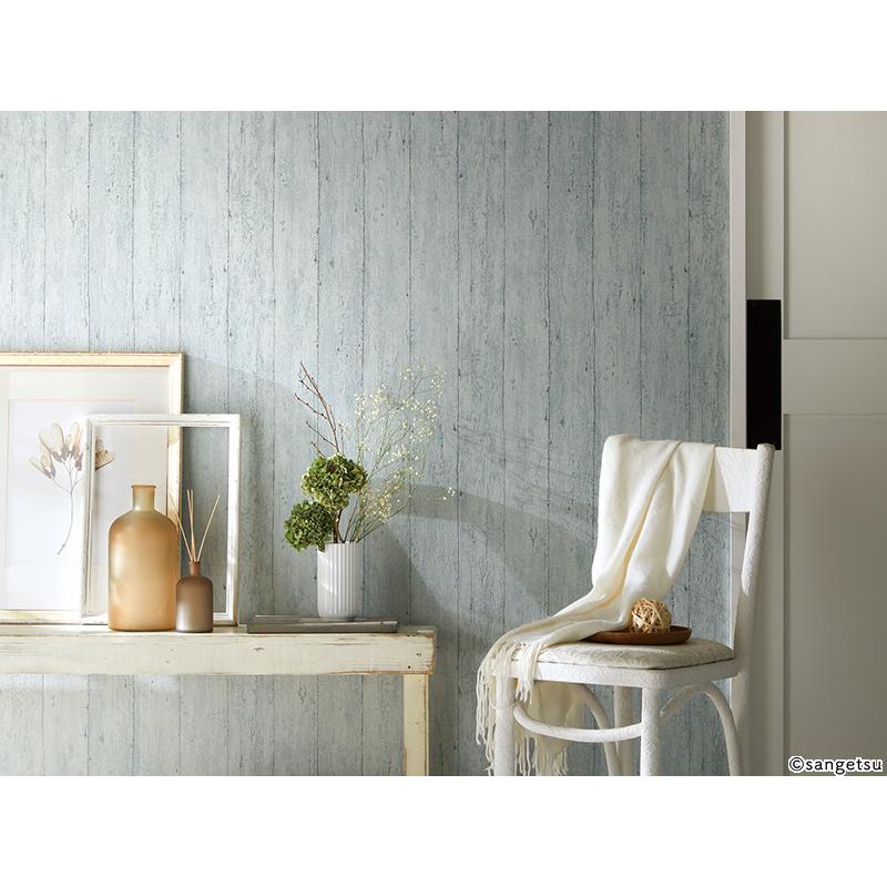 サンゲツ FE76607 壁紙 木目調 ブルー系 古木感 ヴィンテージ 南欧風