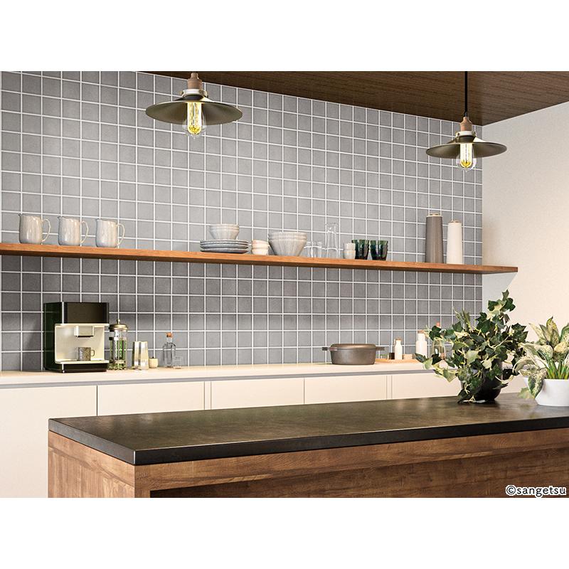 サンゲツ FE76624 壁紙 タイル調 陶器 正方形タイル グレー系