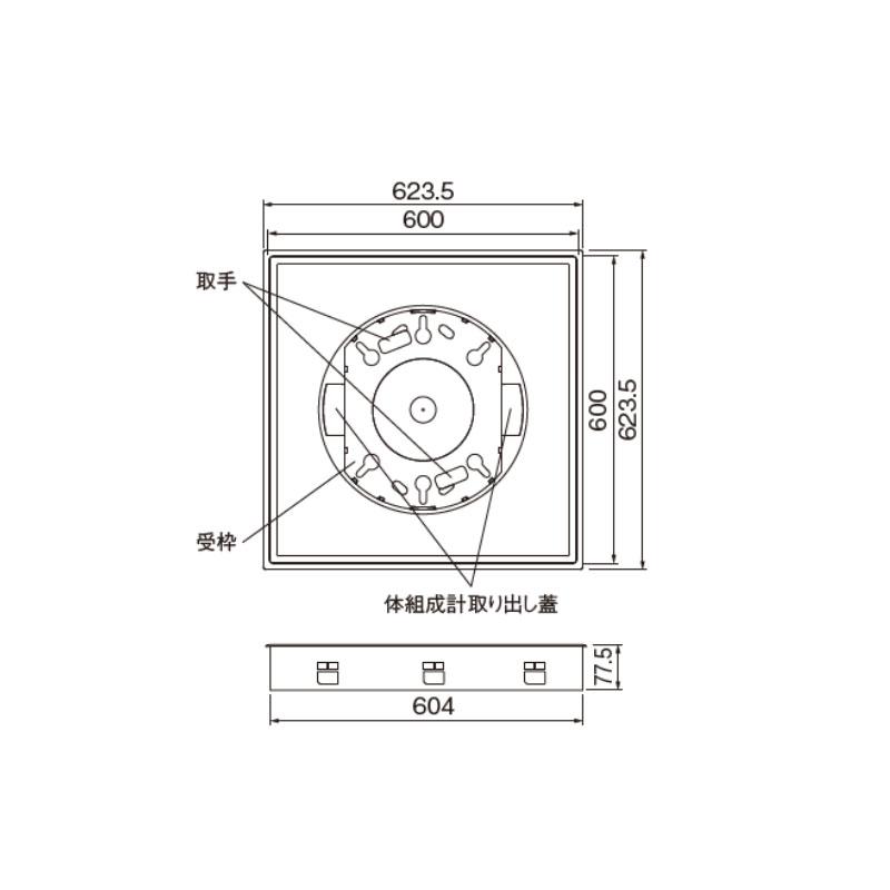 床下点検口 体組成計付き 高気密型床下点検口 NORNE（標準型）城東テクノ 1セット入 SPF-R6060TS-WT  606mm×606 mm 送料無料の画像