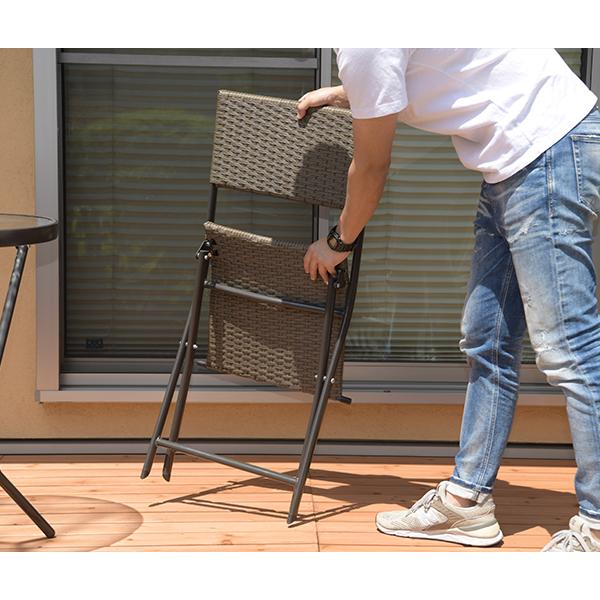 ラタン調折り畳みガーデンセット TAN-947 送料無料 リビングアウト 谷村実業の画像