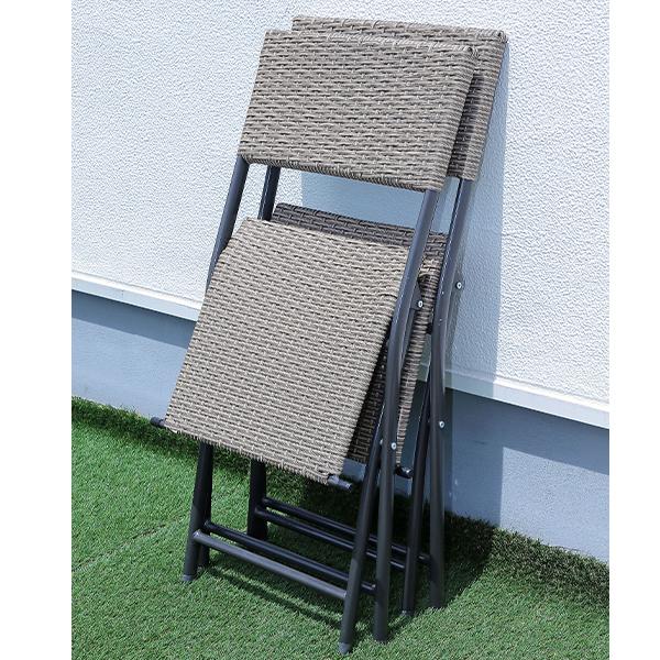 ラタン調折り畳みガーデンセット TAN-947 送料無料 リビングアウト 谷村実業の画像
