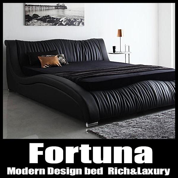 ベッド ダブル マットレス付き セット ローベッド デザイナーズ レザーベッド スタンダードボンネルコイルマットレス付き APUスーパーソフトレザー使用