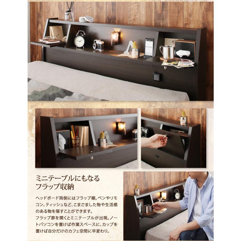 ベッド シングル フレーム 収納付き シングルベッド 大容量 日本製 収納ベッド フラップ棚・照明・コンセント付き 引出し4杯付き ベッドフレームのみ｜vivamaria｜07