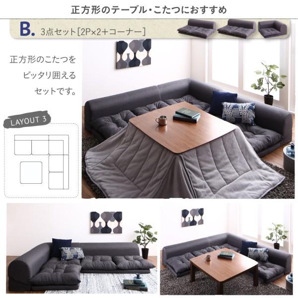 ソファ コーナーソファ3点セット 1P+2P+コーナー ローソファ ロー