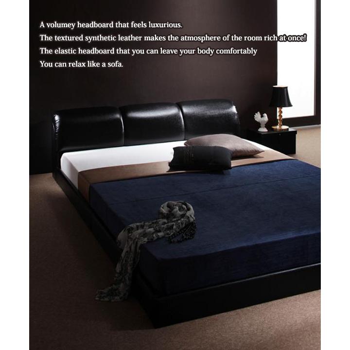 ベッド シングル すのこベッド マットレス付き シングルベッド ローベッド 合皮 PVCレザー レザーベッド 黒 白 スタンダードボンネルコイルマットレス付き｜vivamaria｜02