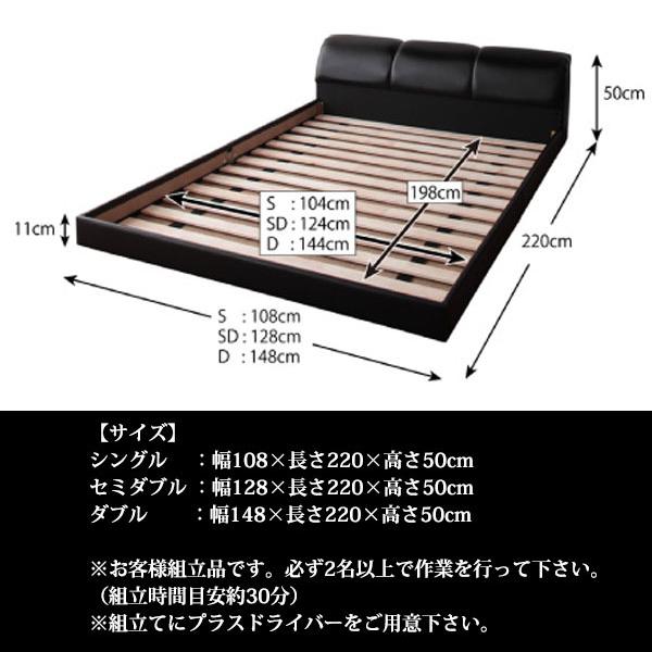 ベッド シングル すのこベッド マットレス付き シングルベッド ローベッド 合皮 PVCレザー レザーベッド 黒 白 スタンダードボンネルコイルマットレス付き｜vivamaria｜10