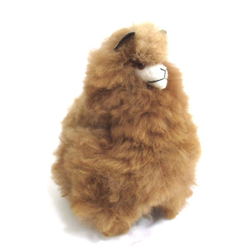 【ALPACA BROWN 28cm】アルパカ　ぬいぐるみ置き物 アルパカ毛 100% ブラウン１個 約28cm ペルー製の民芸品おみやげ｜vivas