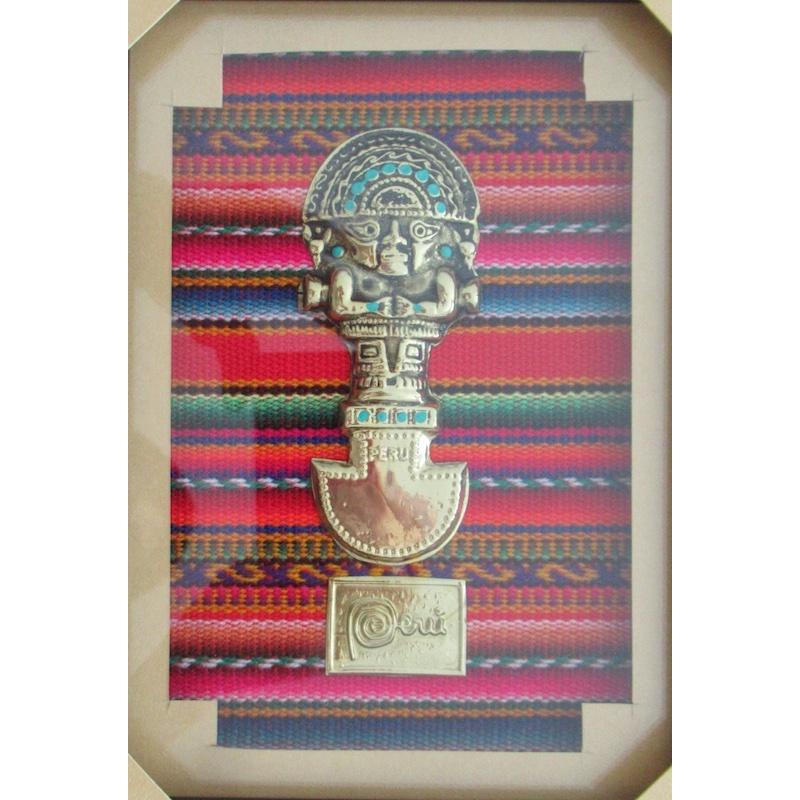 ペルーのお土産雑貨・額入りトゥミ・インテリア壁掛け・フック付き