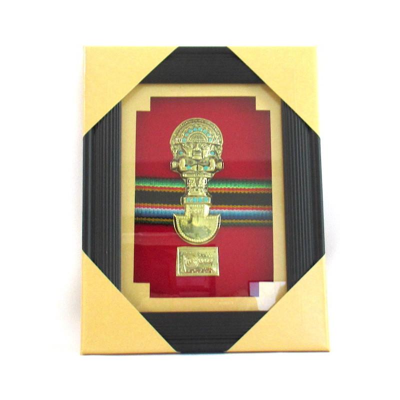 ペルーのお土産雑貨・額入りトゥミ・インテリア壁掛け・フック付き