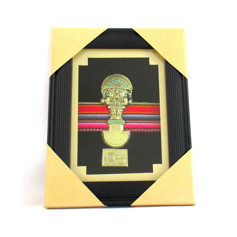 ペルーのお土産雑貨・額入りトゥミ・インテリア壁掛け・フック付き