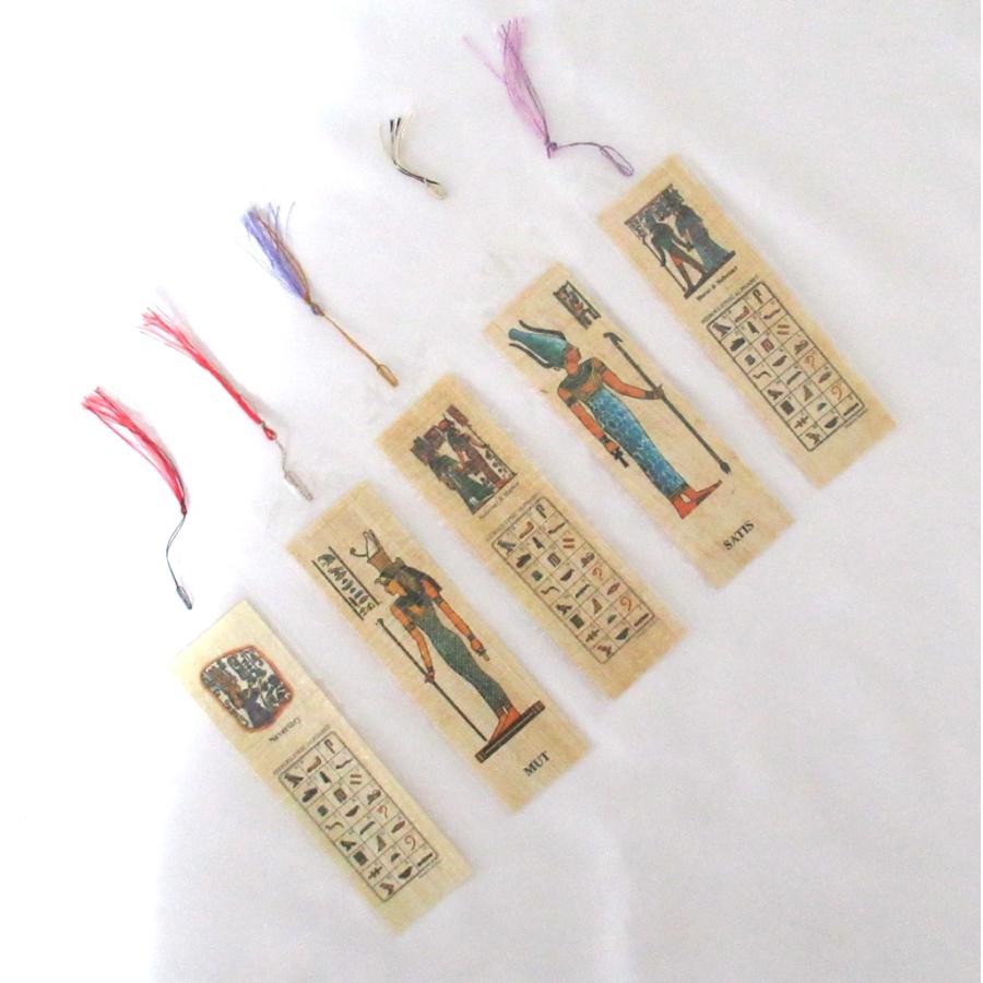 エジプト製のパピルス紙のしおり5枚セット】【タイプ3