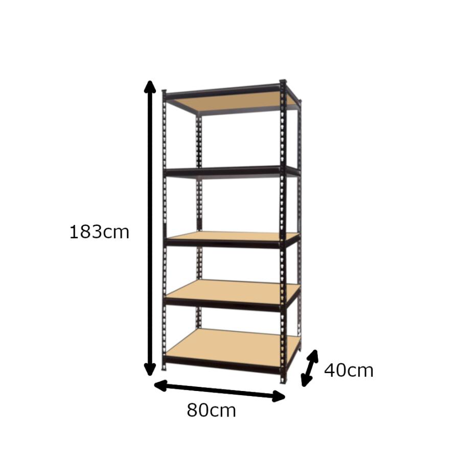 組立簡単ラクラック ブラック色 幅80cm×奥行40cm×高さ183cm 収納
