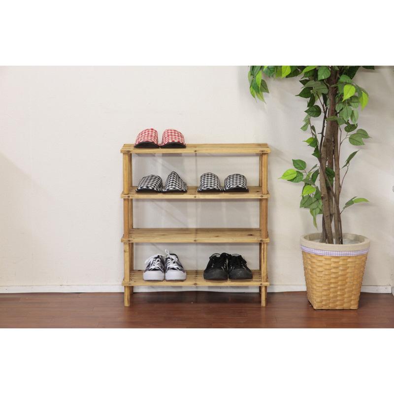 靴棚 新品 マルチフリー＆シューズラック 4段 ブラウン マルチフリー＆シューズラック 4段 ブラウン 収納 フリーラック
